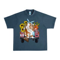 Midnight Navy Easter truck with bunny sunflowers and eggs Urban Heavy Tee - RanaPortraitStore