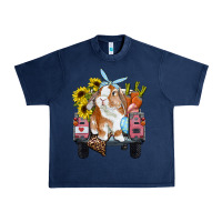 Navy Easter truck with bunny sunflowers and eggs Urban Heavy Tee - RanaPortraitStore