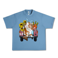 Pebble Blue Easter truck with bunny sunflowers and eggs Urban Heavy Tee - RanaPortraitStore