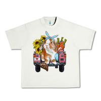 Pistachio Easter truck with bunny sunflowers and eggs Urban Heavy Tee - RanaPortraitStore