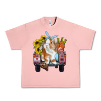Salmon Easter truck with bunny sunflowers and eggs Urban Heavy Tee - RanaPortraitStore