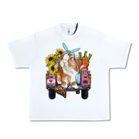 White Easter truck with bunny sunflowers and eggs Urban Heavy Tee - RanaPortraitStore