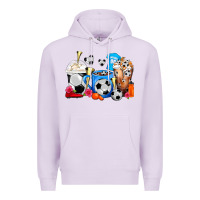 Lilac Soccer Coffee Cups Premium Hoodie - FaDigitalArtStudio