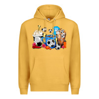 Mustard Soccer Coffee Cups Premium Hoodie - FaDigitalArtStudio