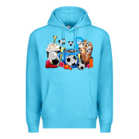 Ocean Blue Soccer Coffee Cups Premium Hoodie - FaDigitalArtStudio