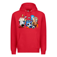 Red Soccer Coffee Cups Premium Hoodie - FaDigitalArtStudio