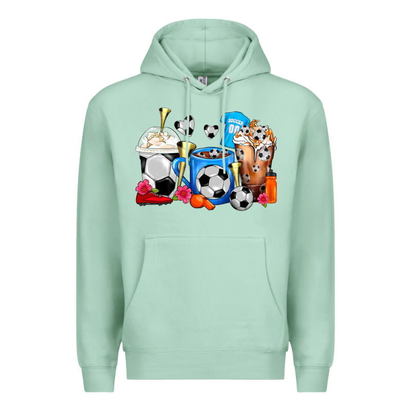 Soccer Coffee Cups Premium Hoodie by FaDigitalArtStudio | Teevron