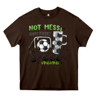 Chocolate Brown hot mess always stressed soccer mama stanley cup Heavy Core Tee - MaliasSmallBusiness