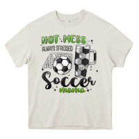 Cream hot mess always stressed soccer mama stanley cup Heavy Core Tee - MaliasSmallBusiness