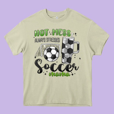 Hot Mess Always Stressed Soccer Mama Stanley Cup Heavy Core Tee Designed By Maliassmallbusiness