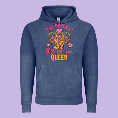 The Queen Is 37 Long Live The Queen Kopya Vintage Hoodie Designed By Jasminsmagicworld