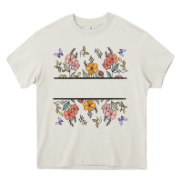 Cream wildflower your text here Heavy Core Tee - MaliasSmallBusiness