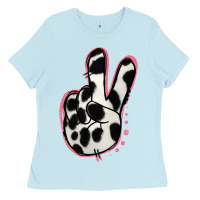 Baby Blue Black White Dalmatian Peace Sign Ladies Tee - Jasminsmagicworld