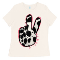 Bone Black White Dalmatian Peace Sign Ladies Tee - Jasminsmagicworld