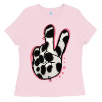 Bubblegum Pink Black White Dalmatian Peace Sign Ladies Tee - Jasminsmagicworld