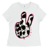 White Black White Dalmatian Peace Sign Ladies Tee - Jasminsmagicworld