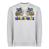 Heather Grey mardi gras skeleton hands Heavyweight Sweatshirt - CowGirlArtShop