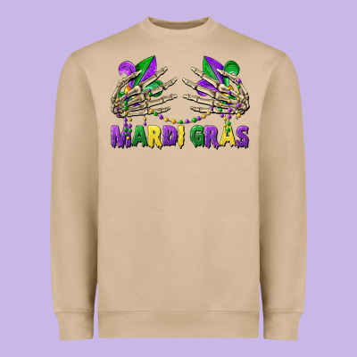 Mardi Gras Skeleton Hands Heavyweight Sweatshirt Designed By Cowgirlartshop