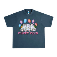 Midnight Navy Easter Vibes with Bunny and Eggs Urban Heavy Tee - RanaPortraitStore