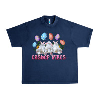 Navy Easter Vibes with Bunny and Eggs Urban Heavy Tee - RanaPortraitStore