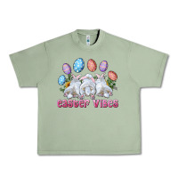 Oil Green Easter Vibes with Bunny and Eggs Urban Heavy Tee - RanaPortraitStore