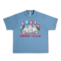 Pebble Blue Easter Vibes with Bunny and Eggs Urban Heavy Tee - RanaPortraitStore