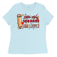 Baby Blue little miss 100 days smarter Ladies Tee - MaliasSmallBusiness