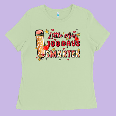 Little Miss 100 Days Smarter Ladies Tee Designed By Maliassmallbusiness
