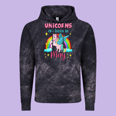 Unicorns Are Born In May Vintage Hoodie Designed By Jasminsmagicworld