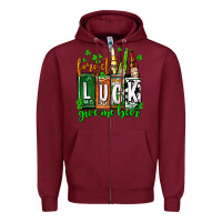 Burgundy St. Patrick's Forget luck give me beer Zipper Hoodie - OliviaCreatesArt