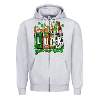 Heather Grey St. Patrick's Forget luck give me beer Zipper Hoodie - OliviaCreatesArt