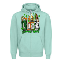 Seafoam St. Patrick's Forget luck give me beer Zipper Hoodie - OliviaCreatesArt