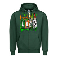 Sports Green St. Patrick's Forget luck give me beer Zipper Hoodie - OliviaCreatesArt