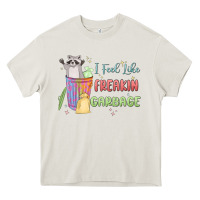 Cream i feel like garbage raccoon Heavy Core Tee - MaliasSmallBusiness