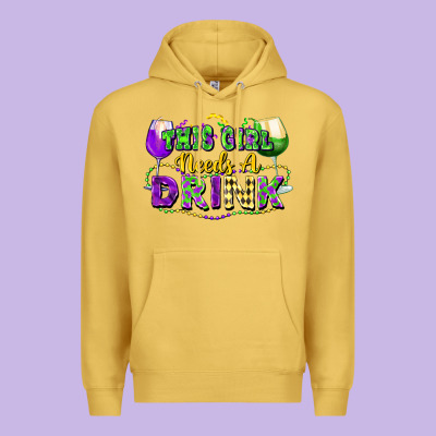 This Girl Needs A Drink Premium Hoodie Designed By Fadigitalartstudio