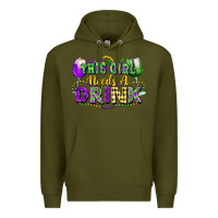 Army Green This girl needs a drink Premium Hoodie - FaDigitalArtStudio