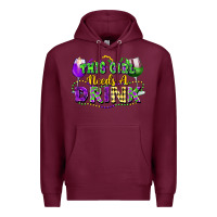 Burgundy This girl needs a drink Premium Hoodie - FaDigitalArtStudio