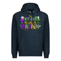 Navy This girl needs a drink Premium Hoodie - FaDigitalArtStudio