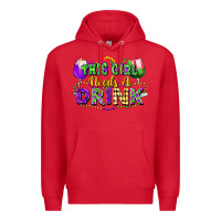 Red This girl needs a drink Premium Hoodie - FaDigitalArtStudio