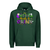 Sports Green This girl needs a drink Premium Hoodie - FaDigitalArtStudio