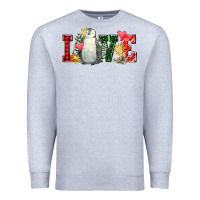 Heather Grey christmas penguin love Premium Sweatshirt - FaDigitalArtStudio
