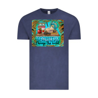 Vintage Denim teachers change the world mousepad Vintage Tee - BarkalooDesign