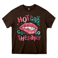 Chocolate Brown hot girls go to therapy Heavy Core Tee - MaliasSmallBusiness