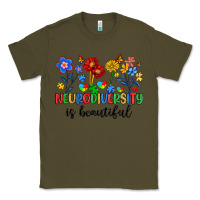 Army Green neurodiversity is beautiful Classic Tee - Artiststas