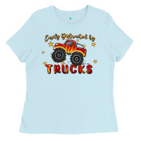 Baby Blue easily distracted by trucks Ladies Tee - MaliasSmallBusiness