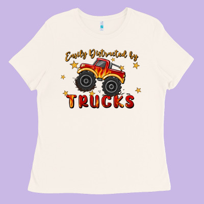 Easily Distracted By Trucks Ladies Tee Designed By Maliassmallbusiness