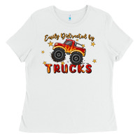 White easily distracted by trucks Ladies Tee - MaliasSmallBusiness