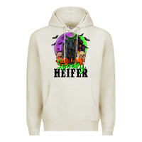 Oatmeal Heather spooky heifer black angus Premium Hoodie - RanaPortraitStore