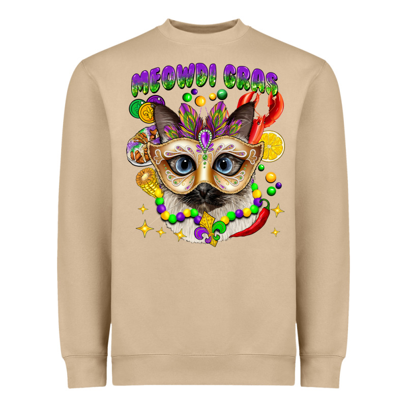 Meowdi Gras Mardi Gras Cat Heavyweight Sweatshirt by CowGirlArtShop | Teevron