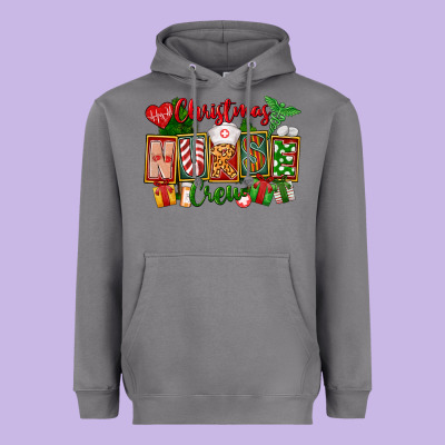 Christmas Nurse Crew Heavyweight Hoodie Designed By Fadigitalartstudio